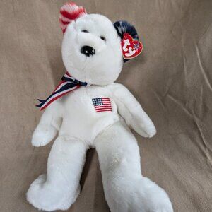 Ty Beanie Buddy America White 9-11 Red Cross Collectible Fundraiser Bear